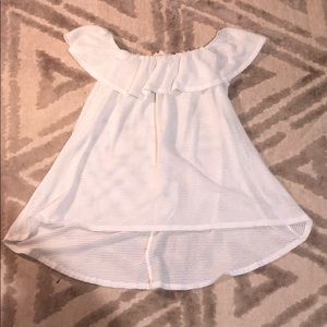 White strapless off the shoulder top